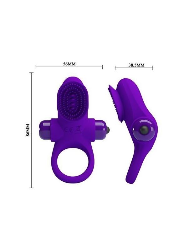 Фиолетовое эрекционное виброкольцо в клиторальной щеточкой Vibrant Penis Ring II