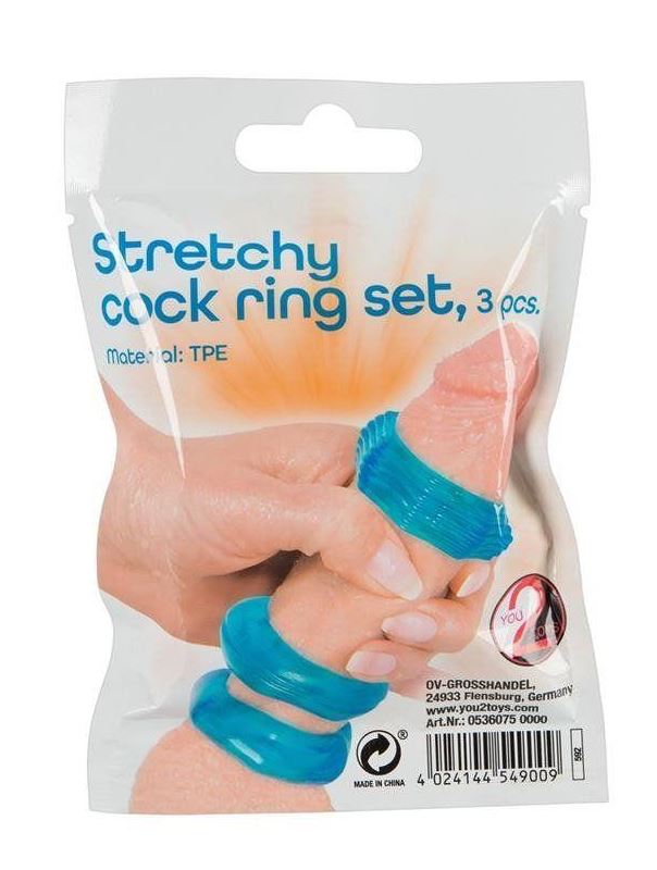 Набор из 3 голубых эрекционных колец Stretchy Cock Ring