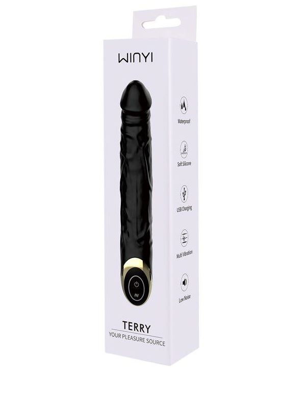 Черный вибратор реалистик Terry (21,6 см)
