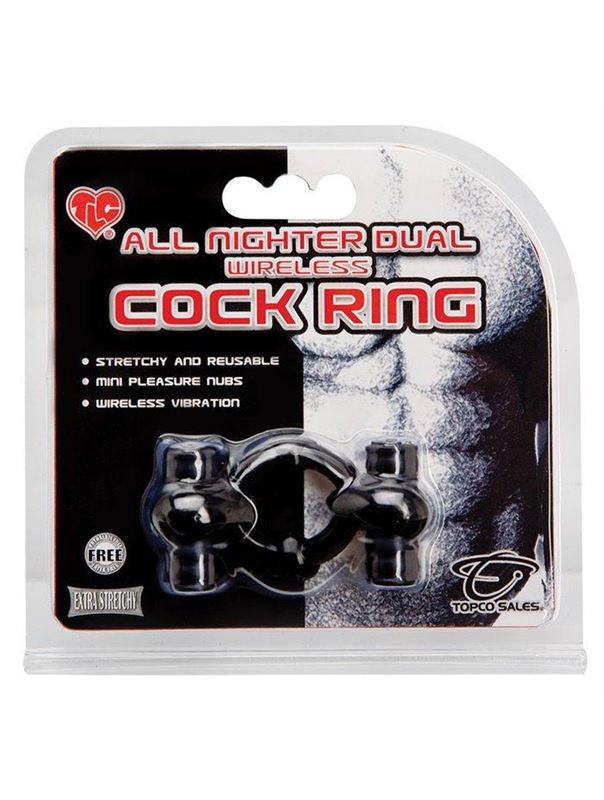 Эрекционное кольцо с двумя вибраторами TLC All Nighter Dual Wireless Cock Ring