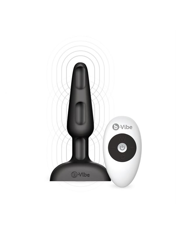 Чёрная анальная вибропробка с 3 источниками вибрации TRIO REMOTE CONTROL PLUG BLACK - 13,5 см.