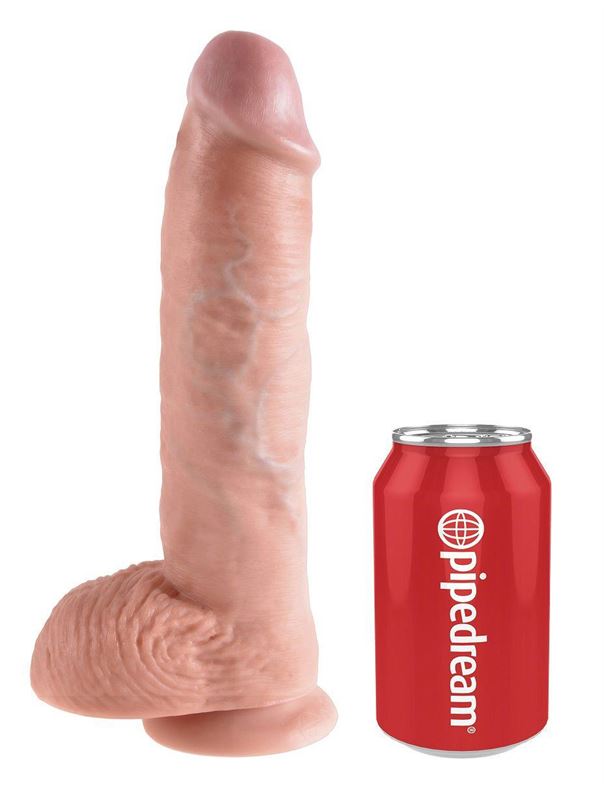 Большой фаллоимитатор с мошонкой 10" King Cock with Balls на присоске (25,4 см)