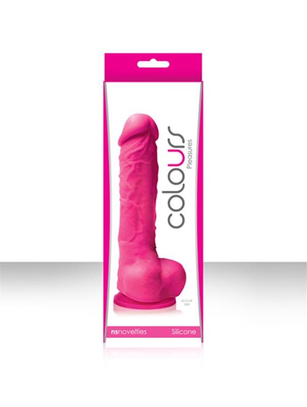 Розовый фаллоимитатор Pleasures Colours на присоске (17,8 см)