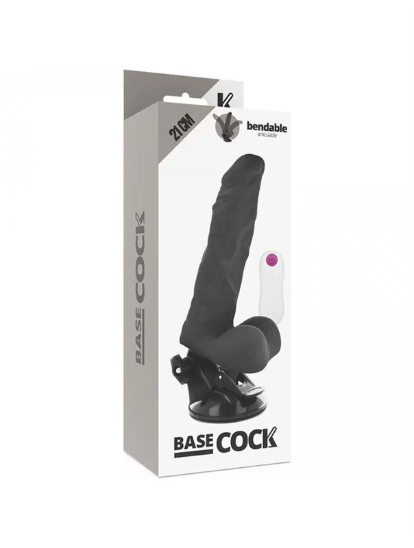 Черный вибратор Basecock Realistic Vibrator Remote Control на мощной присоске (21 см)