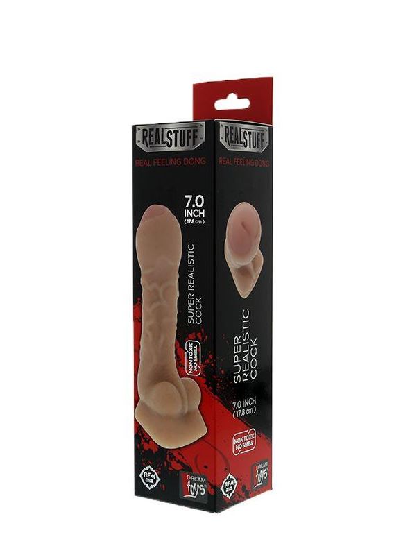 Фаллоимитатор с полузакрытой головкой REALSTUFF REAL FEELING DONG UNCUT 7INCH - 17,8 см.