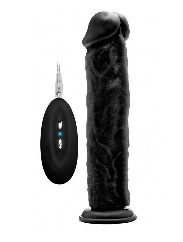 Чёрный вибратор-реалистик Vibrating Realistic Cock 11 - 27,5 см.