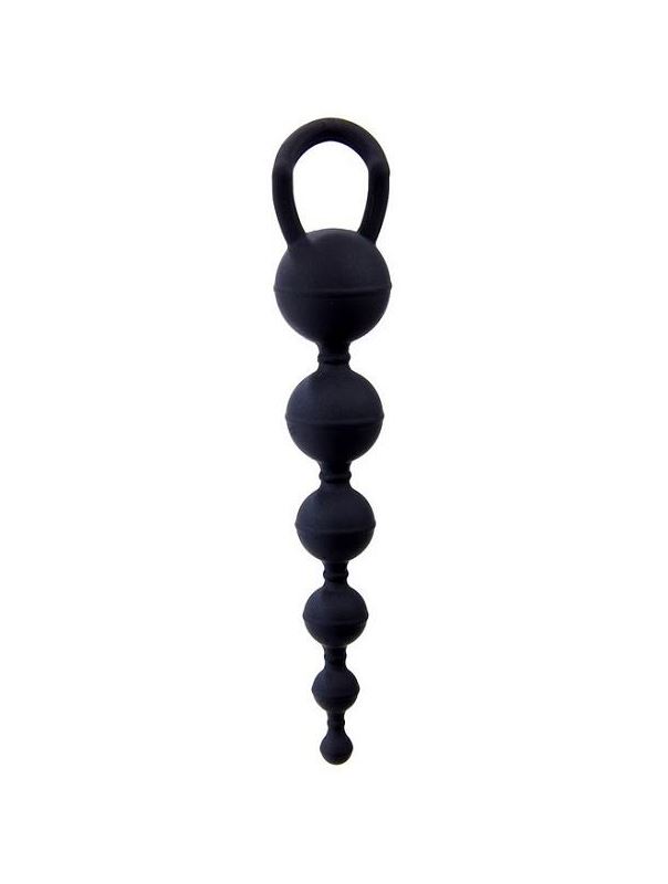 Чёрная анальная цепочка Six Balls Chain - 18,5 см