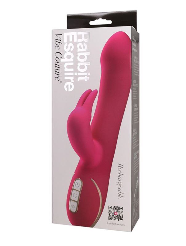 Розовый вибратор-ротатор со стимулятором клитора Rabbit Esquire - 22 см.
