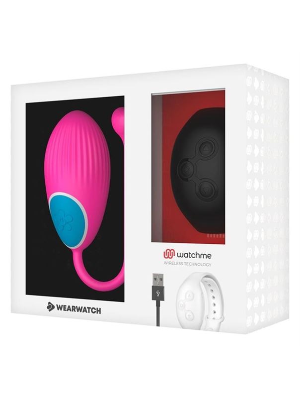 Розовое виброяйцо с черным пультом-часами Wearwatch Egg Wireless Watchme