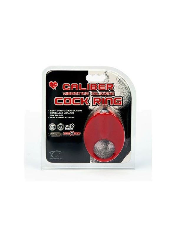 Красное эрекционное кольцо с вибрацией TLC CaliberVibrating Silicone Cock Ring