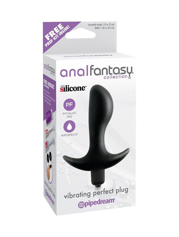 Чёрная анальная вибропробка Vibrating Perfect Plug с широким основанием (12,5 см)