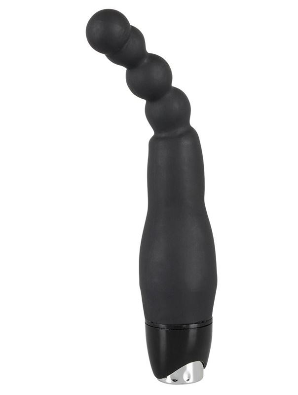 Чёрный анальный вибратор Vibrator with small balls - 22 см.