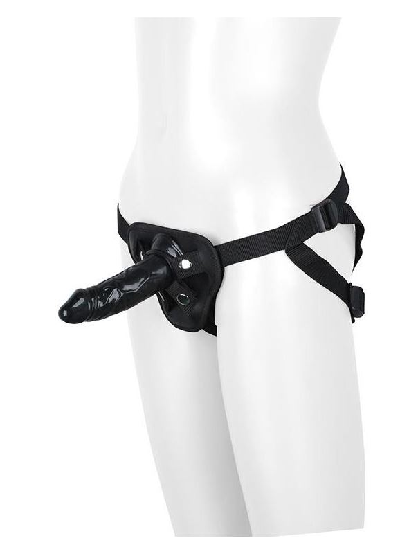 Черный страпон HARNESS WITH DILDO (13 см)