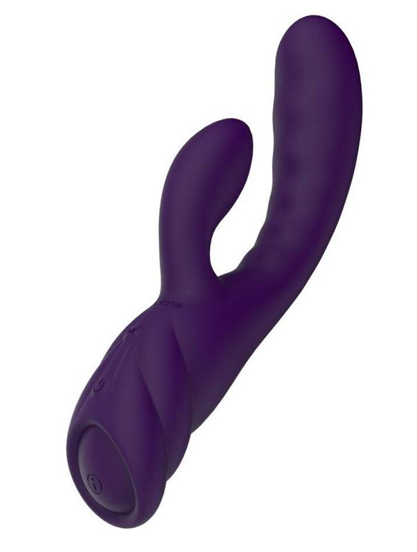 Фиолетовый вибратор Nalone Pure X2 с клиторальным стимулятором (20,7 см)