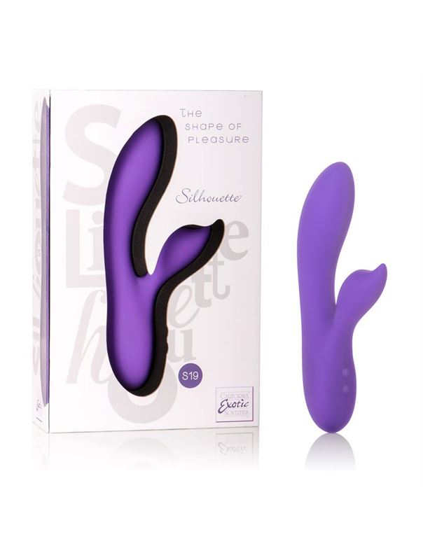 Фиолетовый вибромассажер с лепестком для стимуляции клитора Silhouette S19