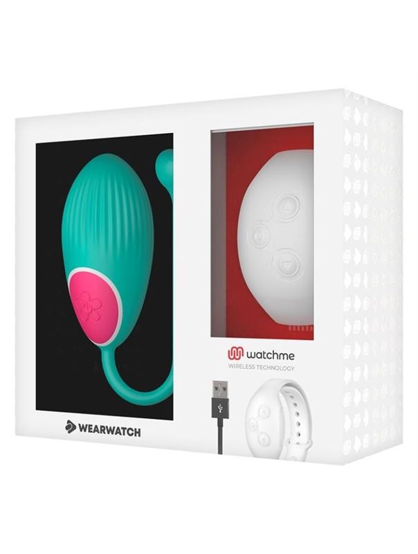 Зеленое виброяйцо с белым пультом-часами Wearwatch Egg Wireless Watchme