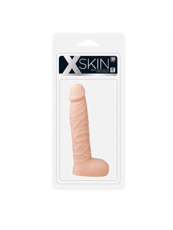 Телесный фаллоимитатор с мошонкой XSKIN 8 DONG (20,3 см)