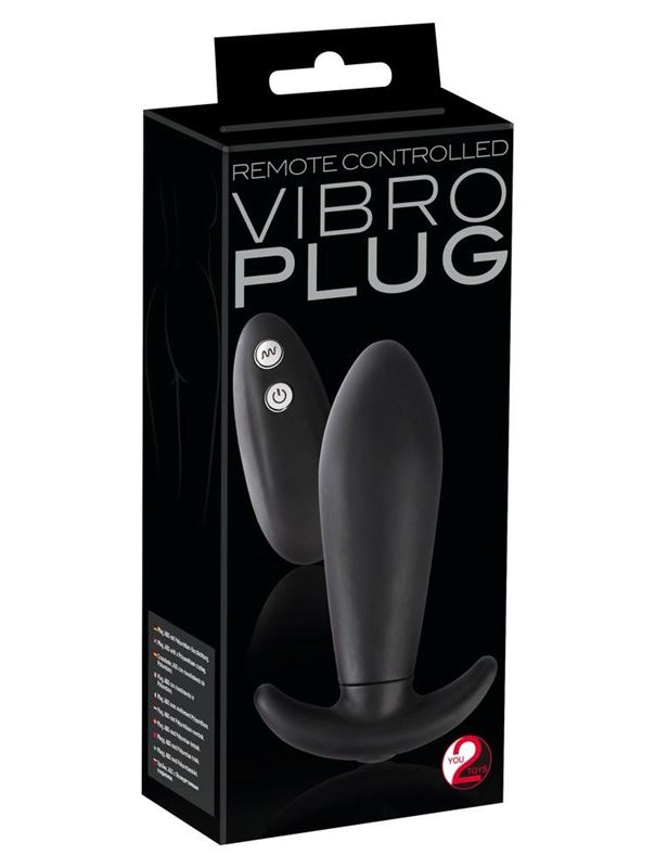 Чёрная анальная вибропробка Vibro Plug с дистанционным управлением (12 см)