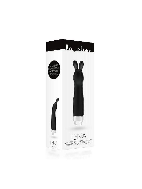 Чёрный вибратор с ушками Lena - 17,2 см.