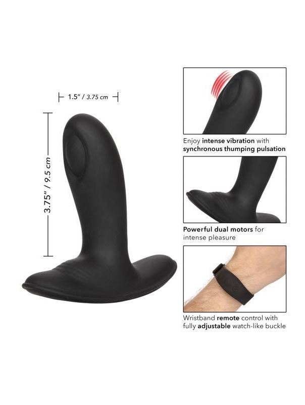 Черный массажер простаты с пультом-браслетом Eclipse Wristband Remote Pulsing Probe (11,5 см)