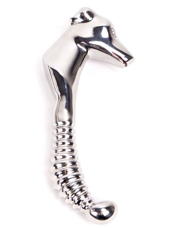 Серебристый стимулятор простаты с рукояткой в форме морды собаки Prostate Stimulator with Dogface