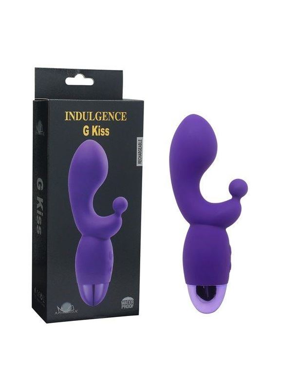Фиолетовый вибратор INDULGENCE Rechargeable G Kiss (16,5 см)