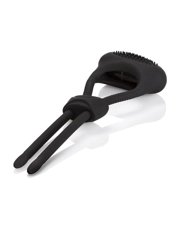 Чёрное эрекционное лассо с вибрацией Silicone Ultimate Lasso