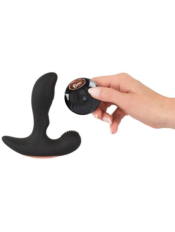 Черный массажер простаты с вибрацией Remote Controlled Prostate Plug with 2 Functions (13,6 см)