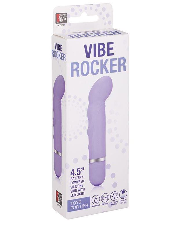 Фиолетовый мини-вибратор с загнутым кончиком NEON VIBE ROCKER PURPLE - 10,2 см.