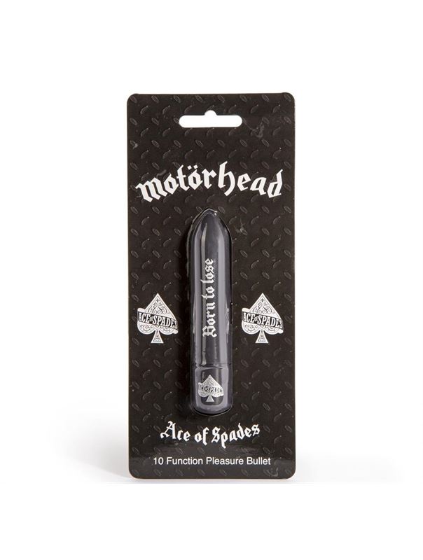Чёрная вибропуля с надписью Motorhead Ace of Spades 10 Function Bullet Vibrator
