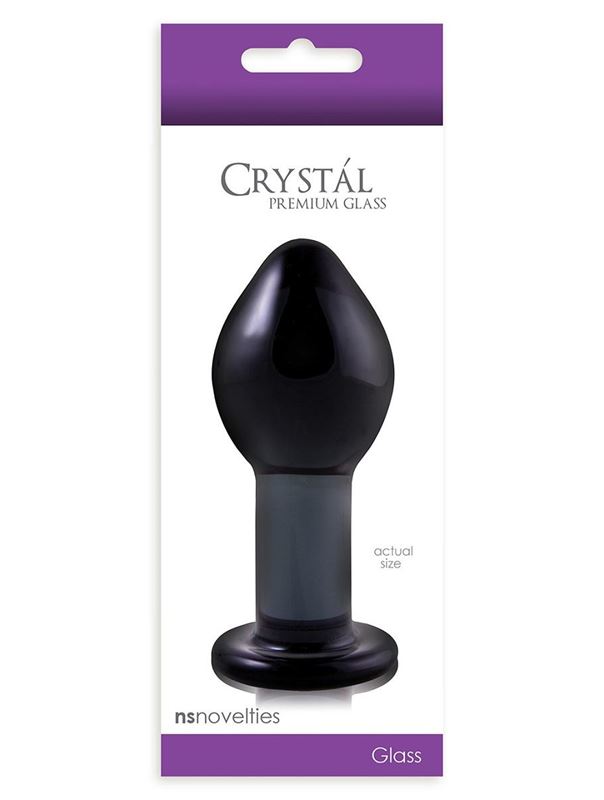 Большая темно-серая стеклянная анальная пробка CRYSTAL PLUG