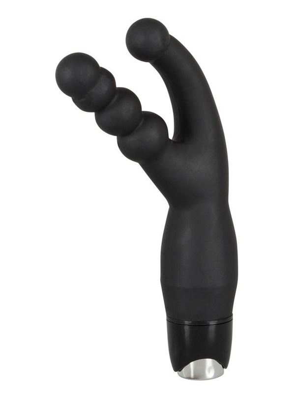 Чёрный анально-вагинальный вибратор Double Vibrator - 21 см.