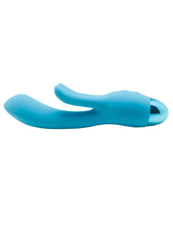 Голубой вибратор INDULGENCE Rechargeable Frolic Bunny (18,7 см)
