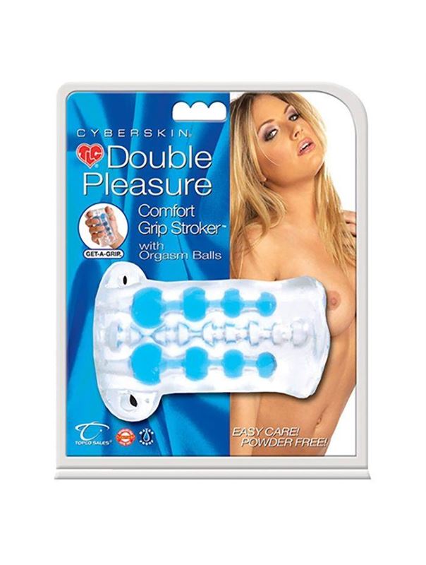 Стимулирующий мастурбатор с бусинками CyberSkin Double Pleasure Comfort Grip Stroker