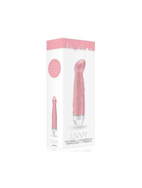 Розовый вибратор Livvy со скошенной головкой - 15,5 см.