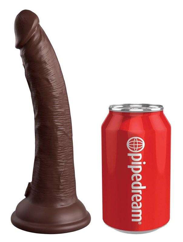 Коричневый фаллоимитатор King Cock Elite 7" Dual Density Silicone Cock (21 см)