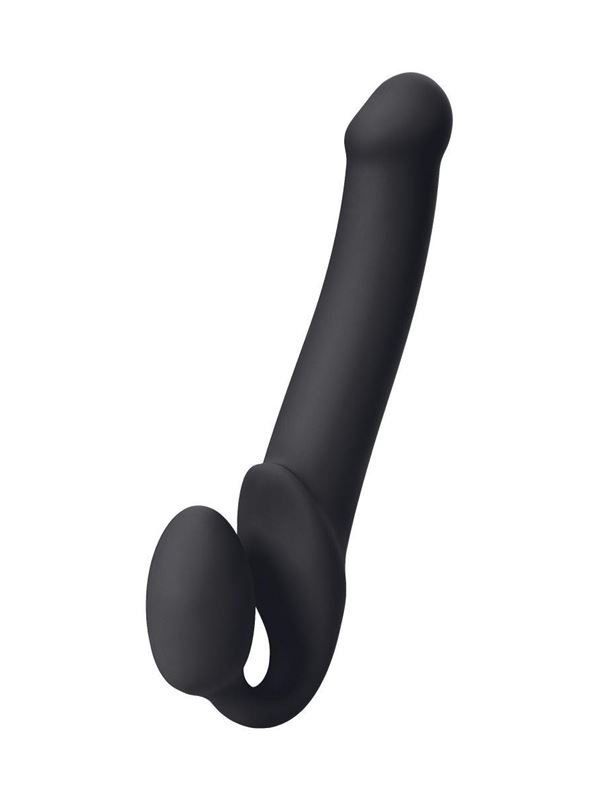 Черный безремневой страпон Silicone Bendable Strap-On L