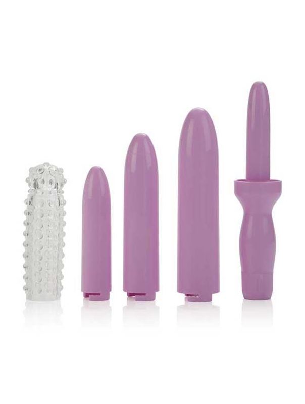 Фиолетовый вибратор Dilator Set Purple Dilator with 4 Sizes  Sleeve с насадками