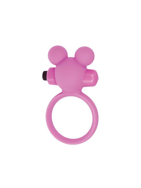 Розовое эрекционное виброкольцо TEDDY COCKRING SILICONE 