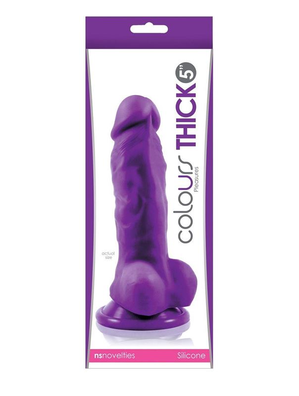 Фиолетовый фаллоимитатор Pleasures Thick 5 Dildo - 18,3 см.