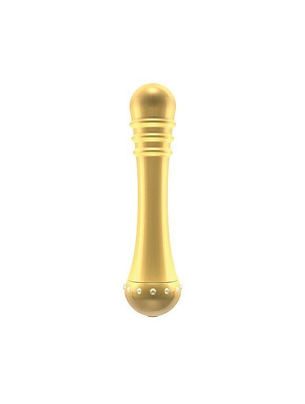 Вибратор с ребристой головкой The Emerald Gold - 16,3 см.