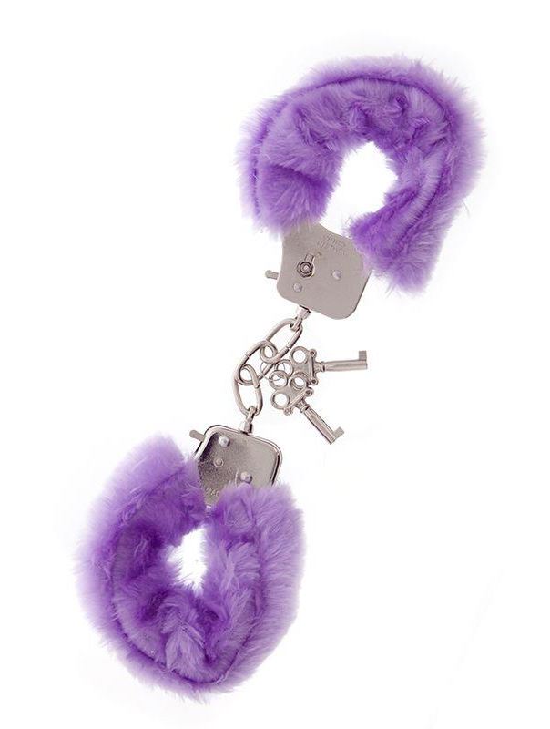 Фиолетовые меховые наручники METAL HANDCUFF WITH PLUSH LAVENDER