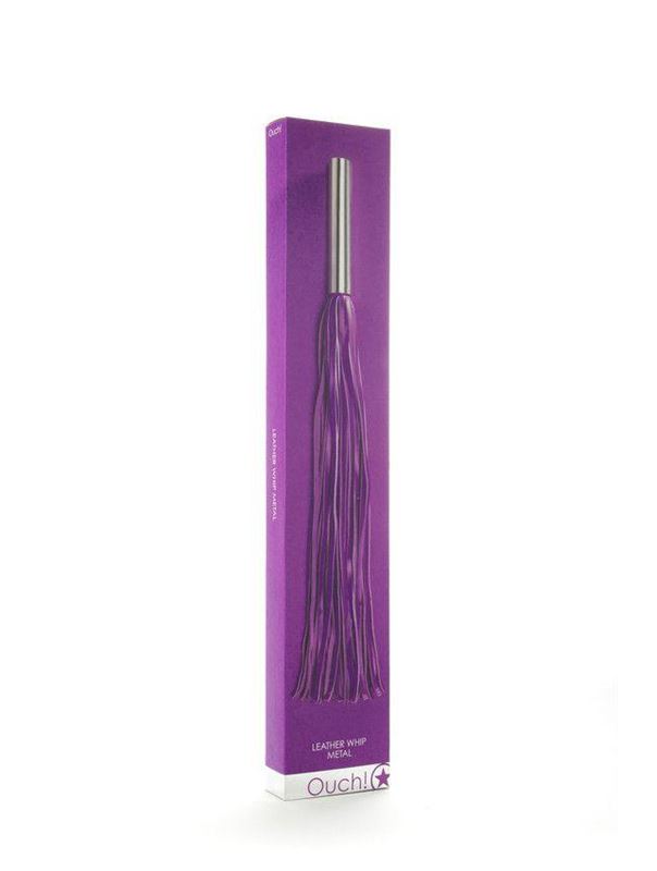 Фиолетовая плётка Leather Whip Metal Long - 49,5 см.