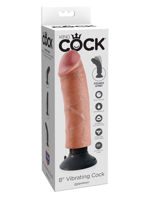 Вибромассажер на присоске Vibrating Cock - 20,3 см.