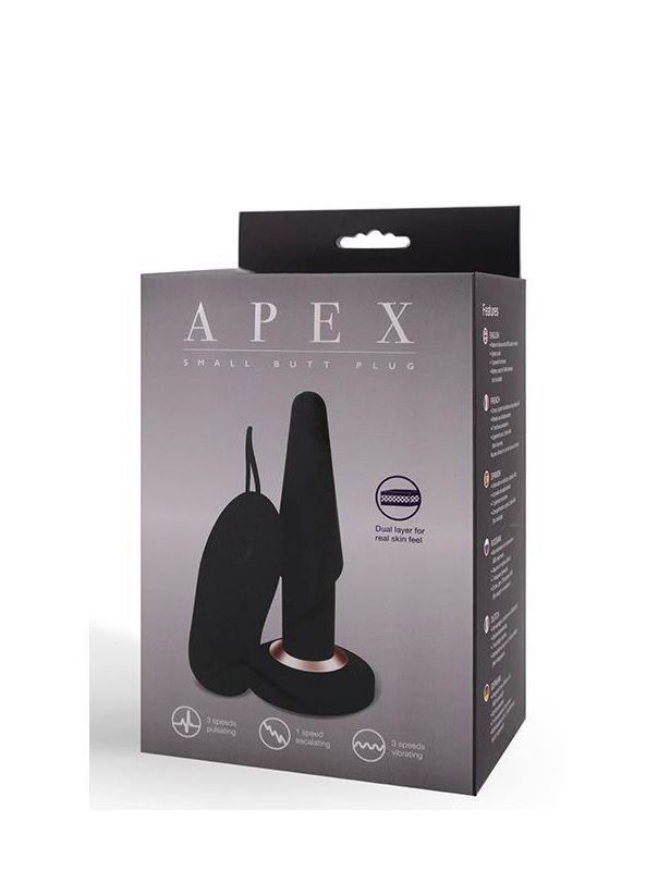 Чёрная анальная вибропробка APEX BUTT PLUG SMALL (14 см)