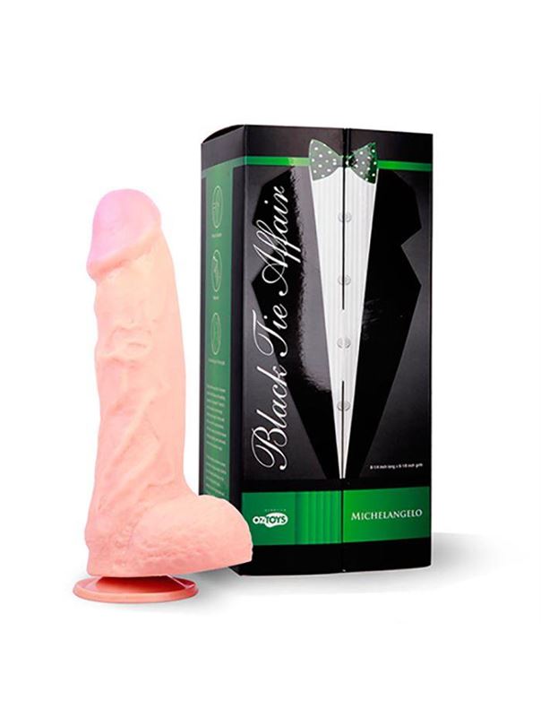 Телесный фаллоимитатор на присоске Black Tie Affaire Michelangelo (20 см)
