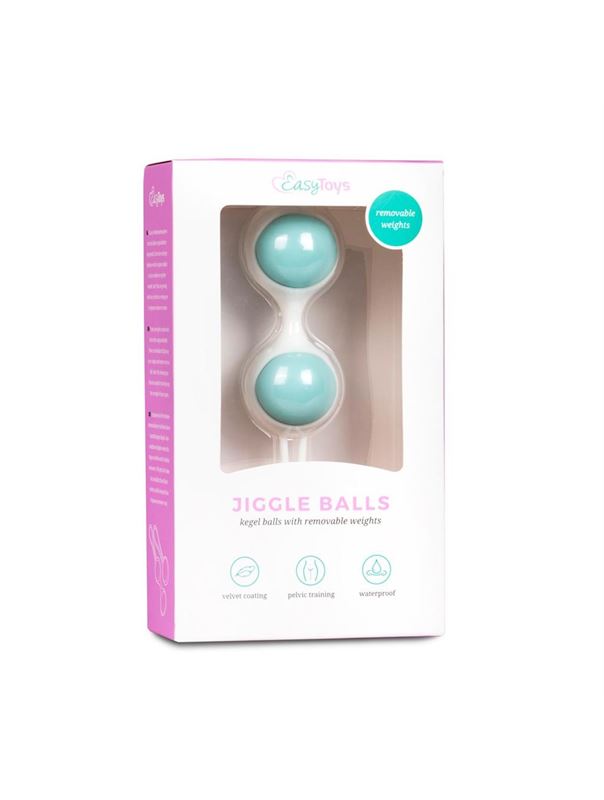 Бело-голубые вагинальные шарики Jiggle Balls