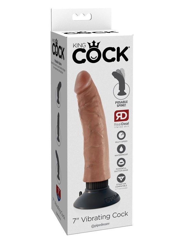 Кофейный вибратор со съемной присоской 7" Vibrating Cock (20 см)