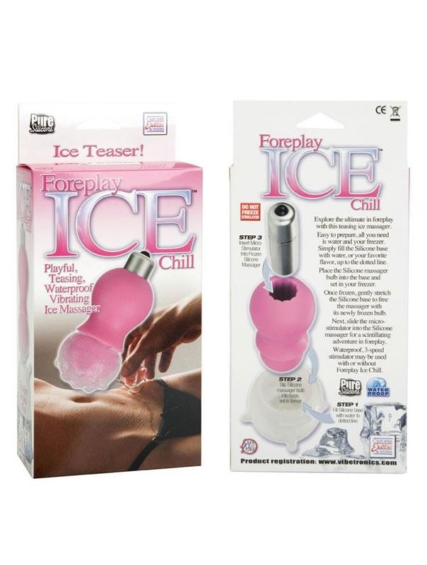 Розовый вибромассажер с замораживающейся насадкой Foreplay Ice Chill Massagers