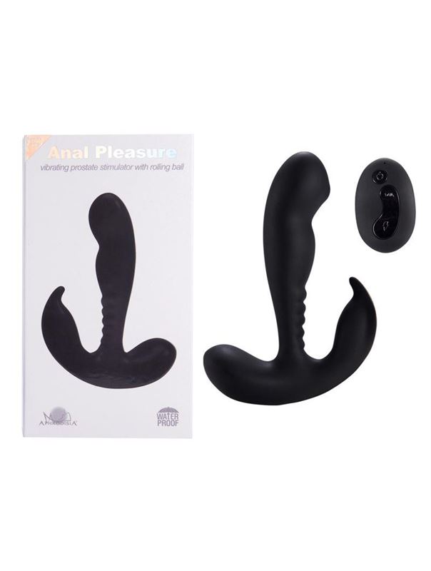 Черный стимулятор простаты Remote Control Prostate Stimulator with Rolling Ball - 13,3 см.